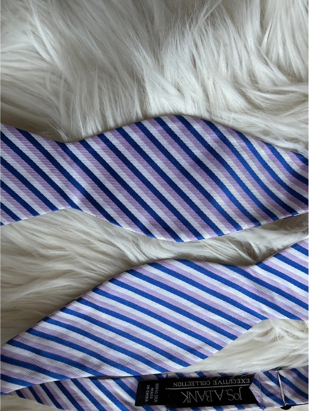 Jos. A. Bank Executive Collection Silk Self-Tie Bow Tie Blue and Pink Stripes